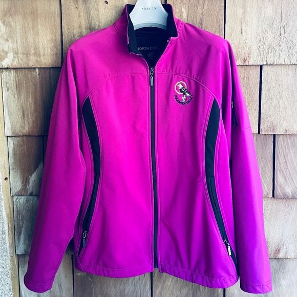 North End Three-Layer Fleece Jacket Soft  Fuchsia Embroidered Squamish Valley L - Picture 1 of 16
